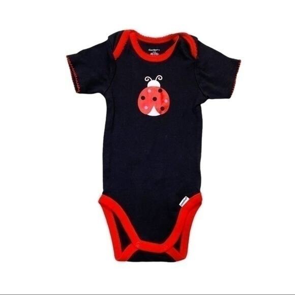 Ladybug Onesie short sleeve black bodysuit Size 12 Months - Picture 5 of 8